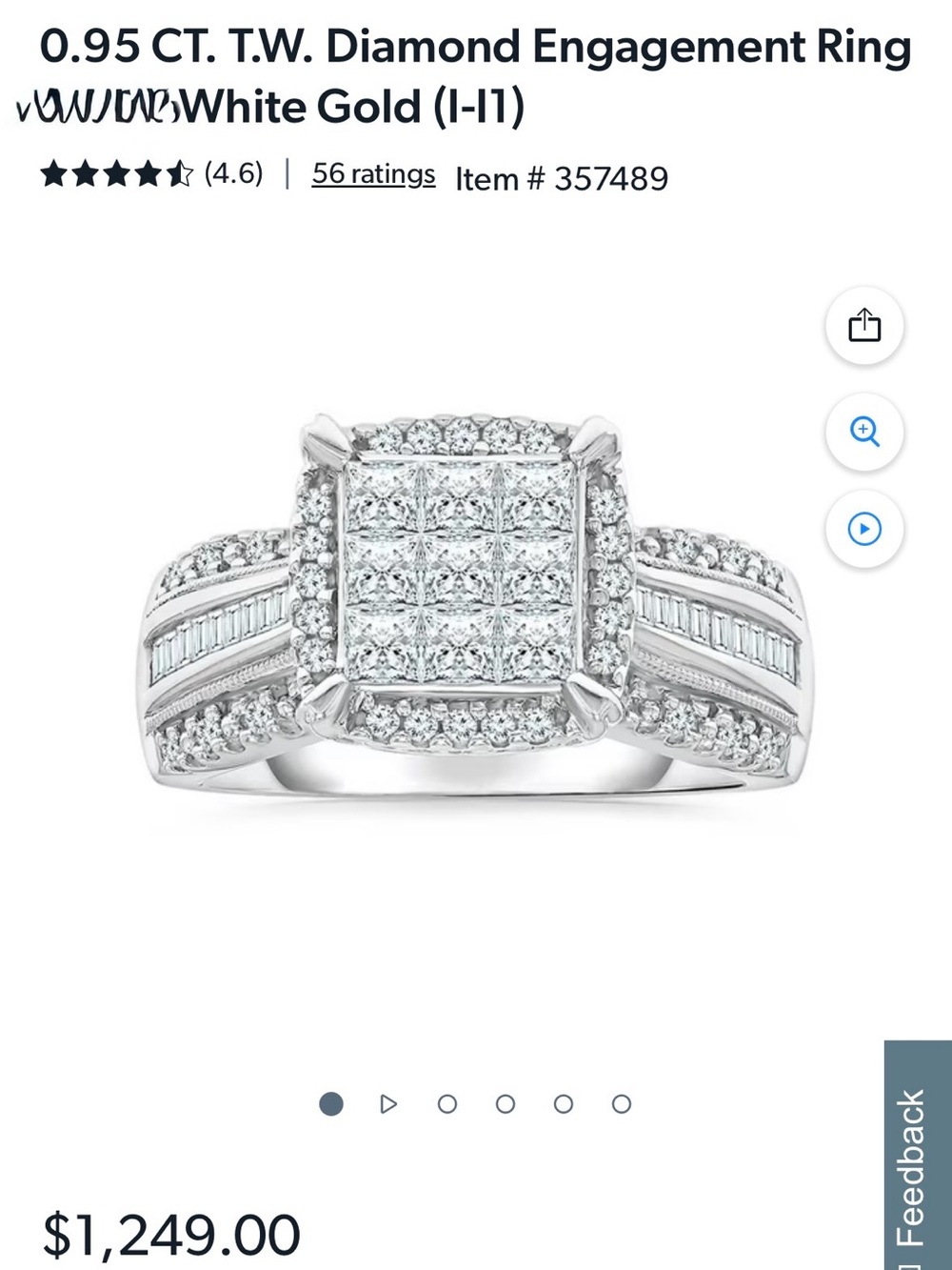 10K White Gold Diamond Halo Engagement Ring
